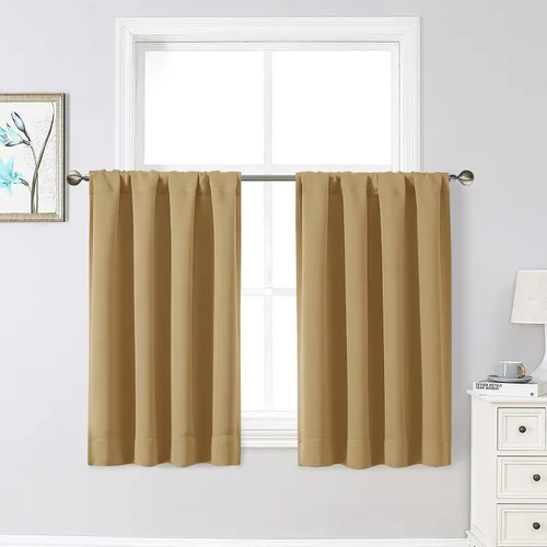 Vista 163 de Cortinas opacas para dormitorio, sala de estar, juego de 2 paneles de 54 pulgadas de largo, cortinas de oscurecimiento de habitación con aislamiento