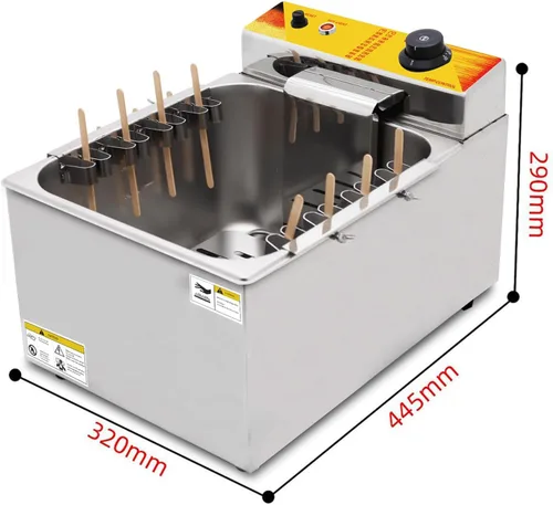 Vista 7 de Kolice Freidora de queso comercial para perros calientes de 12 litros, freidora eléctrica automática de 2500 W para perros de maíz con gran capacidad