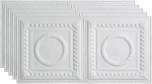 Vista 20 de FASÄDE Rosette - Panel de techo decorativo de vinilo adhesivo de 2 x 4 pies en bronce antiguo (paquete de 5)