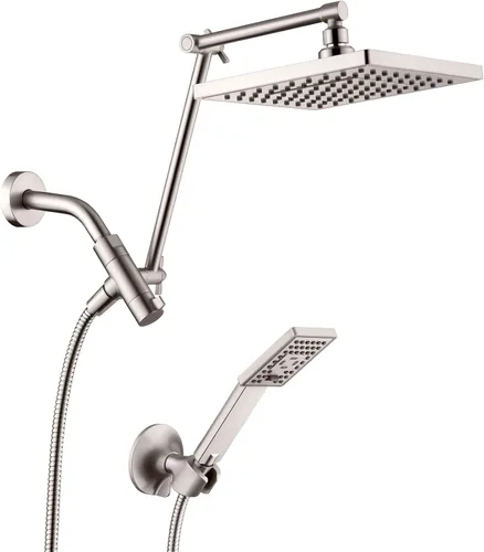 Vista 10 de BRIGHT SHOWERS Cabezal de ducha de lluvia con rociador de mano, juego de cabezal de ducha de lluvia de 8 pulgadas con manguera de 60 pulgadas, juego