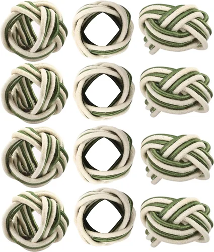 Vista 8 de Juego de 12 servilleteros bohemios elegantes, de rayón tejido a mano, color beige, resistente al desgaste, decoración de mesa para bodas, Navidad