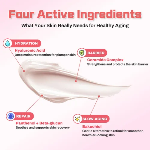 Vista 5 de Bakuchiol Retinol Alternativa Anti-Envejecimiento Hidratante para Piel Madura y Sensible con Péptidos y Ceramidas, Anti-Arrugas y Reparación