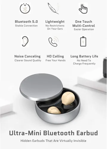 Vista 3 de Yoidesu Mini auriculares invisibles Bluetooth, cancelación de ruido de larga duración, micro pequeños auriculares ocultos, auriculares Bluetooth