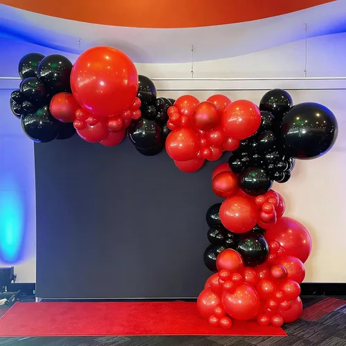 Vista 9 de Lukiituke Kit de arco de globos rojos, 129 unidades, globos de látex rojos