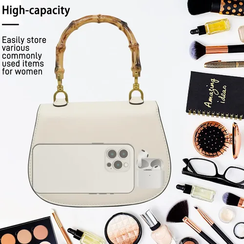 Vista 5 de Bolso de mano para mujer, bolso cruzado con asa superior en forma de bambú
