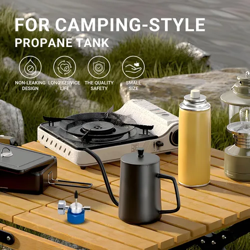 Vista 7 de Adaptador de llenado de propano Airsoft con manómetros y cubierta protectora de dedal para tanque de campamento de gas propano verde, reutilizable
