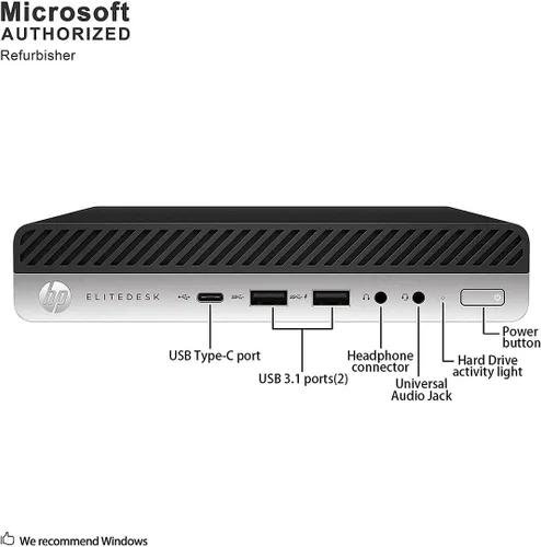 Vista 3 de HP Mini escritorio 800 G4 Intel i5-8500T hasta 3.50GHz 16GB DDR4 Nuevo 512GB NVMe SSD integrado Wi-Fi BT Dual Monitor Soporte inalámbrico teclado