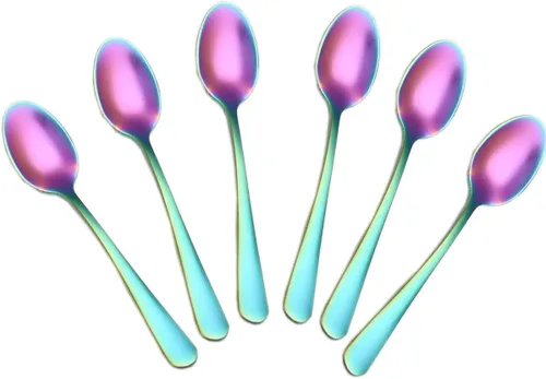 Vista 7 de Wesdxc56 Demitasse - Cucharas de café expreso, mini cuchara de café, cucharas pequeñas de acero inoxidable de 4.7 pulgadas para postre, juego de 6