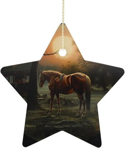 Vista 8 de Adorno de vacas en gafas de sol de porcelana de doble cara de 3 pulgadas, casa de campo, árbol de Navidad, accesorios para colgar, adorno de regalo