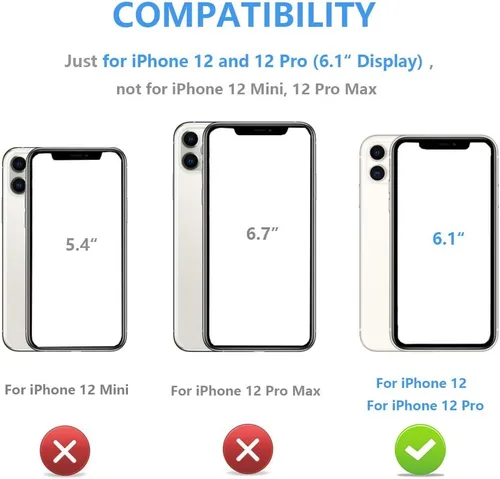 Vista 2 de ONETOP Compatible con iPhone 12 Compatible con iPhone 12 Pro Funda Cartera con Portarjetas, Funda de Cuero PU con Soporte y Ranuras para Tarjetas