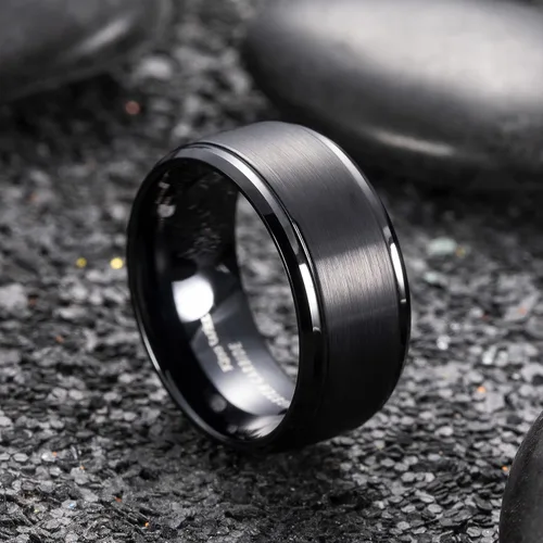 Vista 2 de King Will - Anillo de tungsteno básico para hombre, de 1564, 932, 516, 2364 y 2564de pulgada, acabado cepillado mate, ajuste cómodo, anillo de boda
