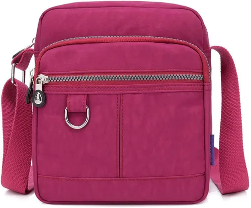 Vista 16 de KARRESLY Bolso de hombro de nylon impermeable con cierre, bolso bandolera, bolso de mano, casual, para mujer