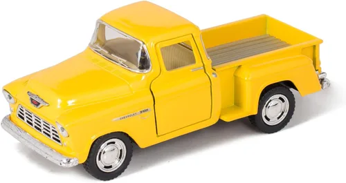 Vista 4 de Juego de 4 modelos escala de camioneta Chevy Stepside, escala 1/32, autos de acción de retroceso