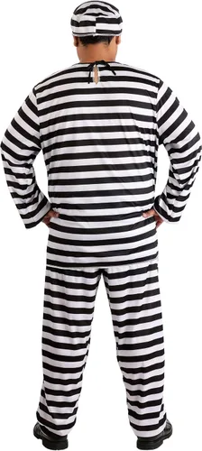 Vista 3 de Disfraz de prisionero de talla grande para hombre, traje de prisión a rayas, Negro -, 3X