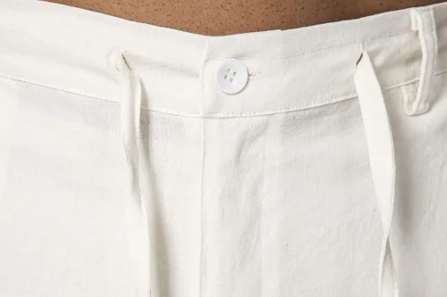 Vista 5 de Men's Drawstring Linen Pant Elastic Waist Relaxed-Fit Casual Beach Trousers