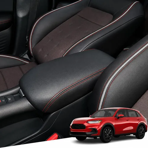 Vista 35 de Great-luck Funda de cuero para consola central, almohadilla para reposabrazos, accesorios de cubierta de caja (costuras rojas) para BMW X1 2023 2024
