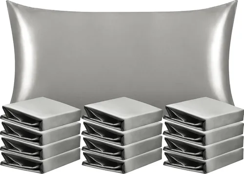 Vista 43 de NTBAY Paquete de 2 fundas de almohada estándar de satén para cabello y piel, lujosas y sedosas fundas de almohada con cierre de sobre, 20 x 26