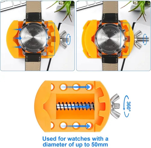 Vista 5 de JOREST Kit de repuesto de batería de reloj, llave de reloj, removedor de espalda para girar la cubierta del reloj, juego de abridor de caja de reloj