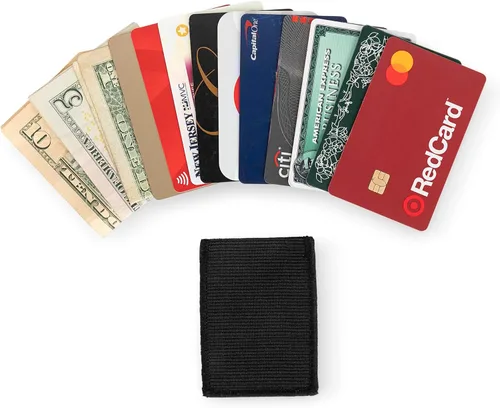 Vista 2 de Superior Essentials Billeteratarjetero minimalista elástico y minimalista delgado, Negro -, Tarjetero elástico elásticocartera minimalista
