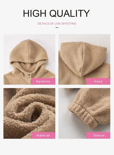 Vista 7 de Dokotoo Sudaderas con capucha de manga larga para mujer, cálidas, de vellón, con botones, de manga larga