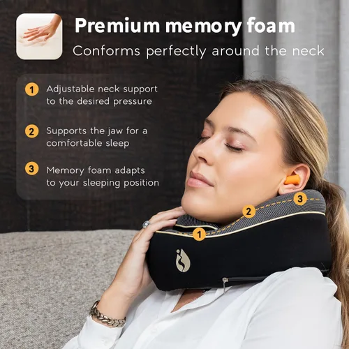 Vista 4 de Almohada cervical Airplane - Almohada de viaje - Espuma viscoelástica cómoda y ergonómica - Almohada de avión con soporte de cabeza y cuello de 360°