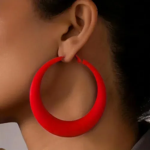 Vista 2 de Aretes de aro coloridos para mujer, aretes colgantes de neón de los años 80 y 90, aretes retro mate grandes, aretes gruesos exagerados, joyería Y2K