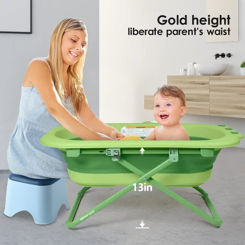 Vista 2 de Beberoad Love Bañera plegable para recién nacidos a niños pequeños – Tina portátil y ajustable con diseño antideslizante, bañera que ahorra espacio