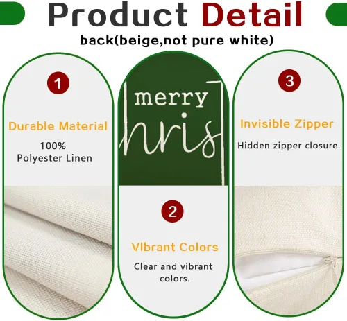 Vista 6 de RABUSOFA Fundas de almohada de Navidad con mensaje de Feliz Navidad, decoraciones para el invierno, fundas de almohada decorativas, fundas