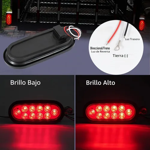 Vista 4 de Kit de luces LED ovaladas de 6" para remolque, 4 piezas de luces traseras impermeables de parada/giro/freno con 10 marcadores LED para camión, RV 4