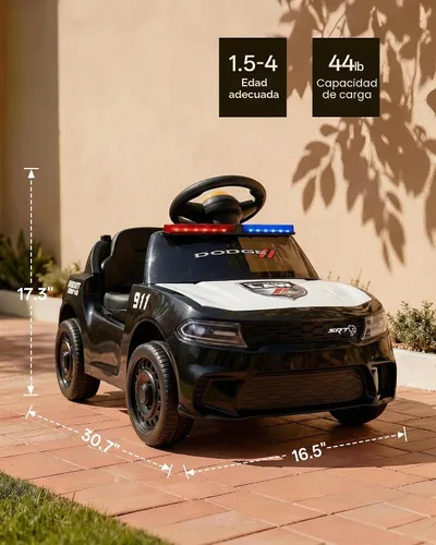 Vista 7 de Outfunny - Auto eléctrico de 12V para niños con control remoto, juguete con luz LED - Negro