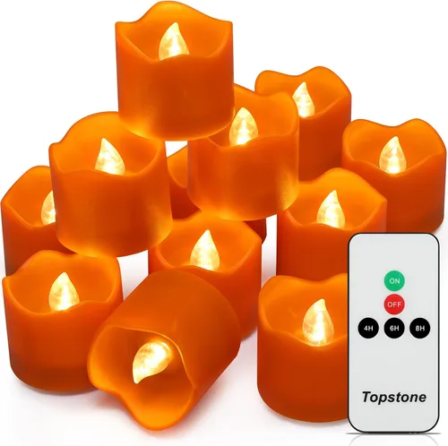 Vista 14 de Topstone Velas electrónicas LED sin llama que cambian de color con control remoto, 7 colores de rotación automática, funcionan con pilas, más de 400