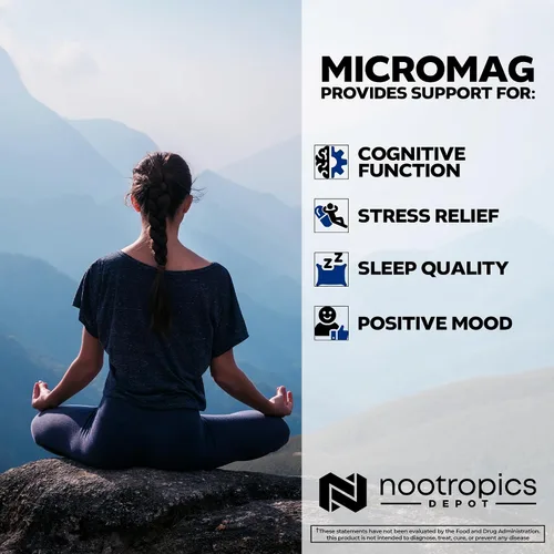 Vista 4 de Nootropics Depot MicroMag - Cápsulas de magnesio 625 mg 30 unidades Contiene 200 mg de magnesio elemental