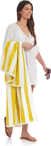 Vista 6 de Amazon Basics Cabana Stripe - Toalla de playa (2 unidades), color amarillo, 60 x 30 pulgadas
