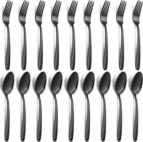 Vista 11 de Unokit Juego de cubiertos de tenedores y cucharas, 24 piezas de cubiertos de acero inoxidable de grado alimenticio para el hogar, cocina