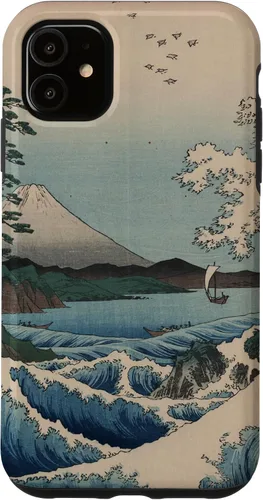 Vista 5 de Funda de pintura japonesa para iPhone 15 con diseño de ondas tradicionales japonesas