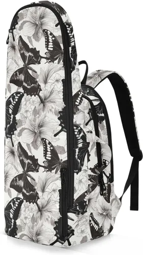 Vista 2 de Tenni - Bolsa de raqueta de bádminton para almacenamiento grande, color negro y blanco, mariposa, accesorios deportivos, mochila para tenis