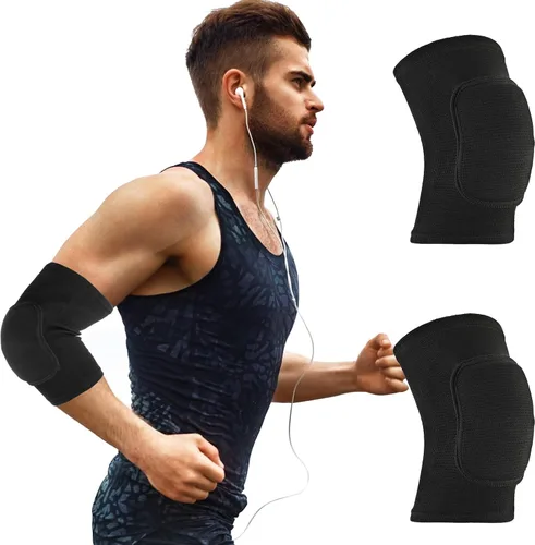 Vista 7 de COMNICO Codera de esponja para fitness, soporte para codo, manga de compresión, transpirable, anticolisión, almohadillas protectoras para brazos
