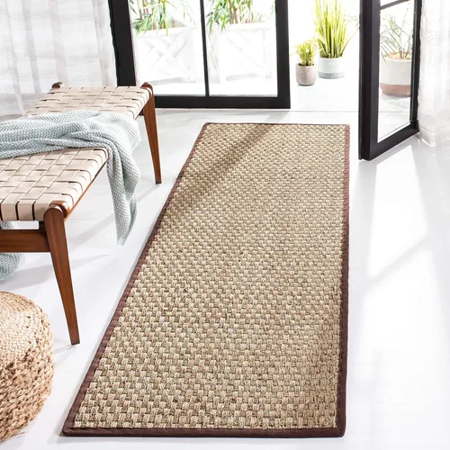 Vista 96 de SAFAVIEH Natural Fiber Collection NF114A - Alfombra de pasillo de hierba marina con patrón de tejido de cesta y borde, de 2 pies 6 pulgadas x 16