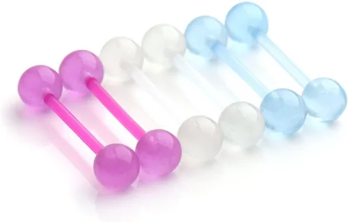 Vista 3 de Ruifan - Piercing para el pezón o la lengua de acrílico flexible que brilla en la oscuridad, de 0.49 oz y 0.630 pulgadas