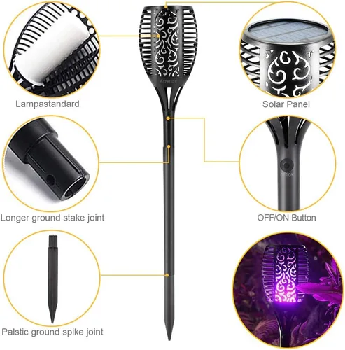 Vista 3 de EOYIZW Luces solares para exteriores, paquete de 4 unidades de 99 luces LED moradas de alta calidad para decoración de Halloween, luces solares IP65