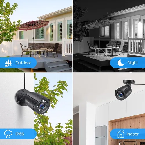 Vista 8 de ZOSI Sistema de cámara de seguridad Lite de 8CH 5MP para exteriores con disco duro de 1TB, 8 canales H.265+ 5MP Lite CCTV DVR y 8X1920TVL 1080P