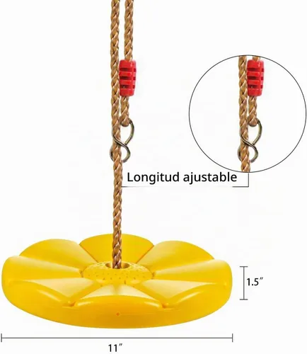 Vista 2 de Sutekus Daisy Disc Tree - Asiento de columpio con cuerda de plástico para patio trasero al aire libre (azul)