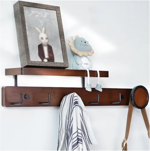 Vista 6 de Ganchos para colgar abrigos de pared, ganchos de entrada para abrigos, ganchos de madera, organizador de ropa, perchero para dormitorio, armarios