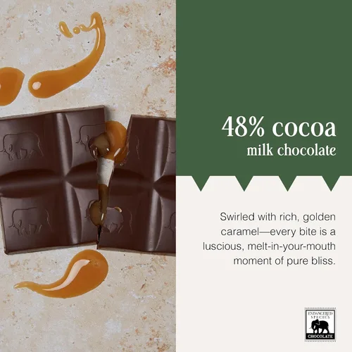 Vista 4 de Barra de Chocolate Especie en Peligro 3oz (Paquete de 12) (Chocolate con Leche Natural al 48% de Cacao con Caramelo)