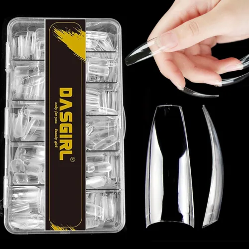 Vista 8 de 504pcs Long Coffin Nail Tips, Pre-shaped Half Cover False Nails with 13 Sizes, Gel Nail Tips for Acrylic Extension, DIY Manicure and Nail Salon Use