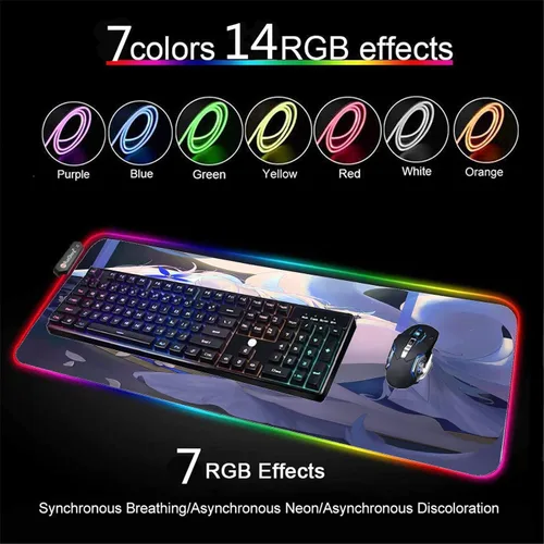 Vista 3 de Mouse Pads Sexy Anime Girl Gamer Pad Mouse Mat RGB LED Game Mats Office Deskmat Gaming Desk Mause Pads Pc XXL Desktop Keyboard Pad 24 inch x12 inch