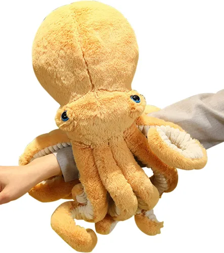 Vista 8 de GOOC Pulpo, animales de peluche, pulpo, muñecos de peluche, juguetes de peluche de pulpo, regalo para niños y amantes (negro)