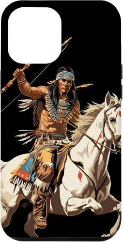 Vista 26 de Funda para iPhone 16 nativo americano jefe indio caballero guerrero Cherokee