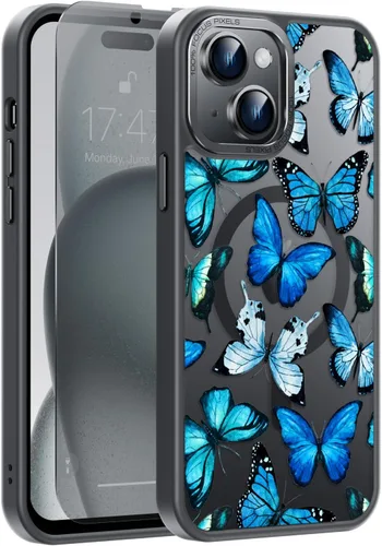 Vista 42 de Goodon para iPhone 15 Pro Max con protector de pantalla de privacidad, compatible con Magsafe, funda translúcida mate a prueba de golpes - Linda