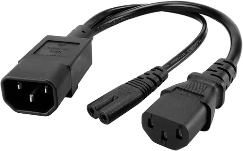Vista 9 de Cable divisor de potencia IEC 320 C14 a doble 5-15R de 1 pie/0,32 M
